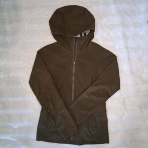 Lululemon Break a Trail Jacket Dark Olive Waterproof Hooded size 2